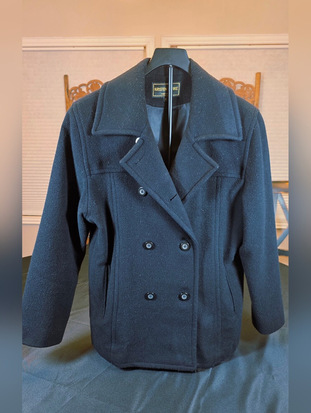 Kristen Blake Women's Double-Breasted Wool Peacoat - Black